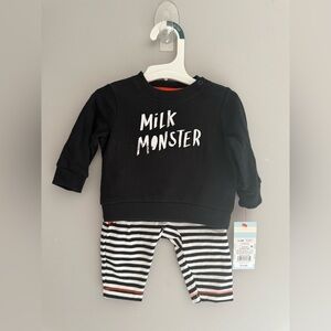 Cat & Jack Baby Milk Monster Halloween Matching Set SZ 0-3M Black White New